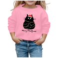 thumbnail image 2 of Tfken Christmas Cute Sweatshirts For Girls Black Cat Graphic Fall Winter Pullover Long Sleeve Crewneck Soft Casual Top Xmas Holiday Party Clothes Size,3-10 Years Pink, 2 of 4