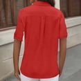 thumbnail image 5 of gakvbuo Summer Button-Up Shirts for women Button Down Tops Women'S Solid Color Pocket Blouses Short Sleeve Button-Up Turndown Collar Top, 5 of 7