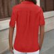 thumbnail image 5 of Mujeres de Manga Corta Tops Casual Color Sólido Doble Bolsillo Botón-Arriba Blusa de Cuello Turndown, Blusas de Manga Corta Casual para las Mujeres de Uso Diario, 5 of 7