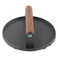 thumbnail image 1 of Outil de Barbecue Rond Poignée en Bois de Fonte Presse à Steak Grill Rôtir Viande Frit Outil de Pression, 1 of 18