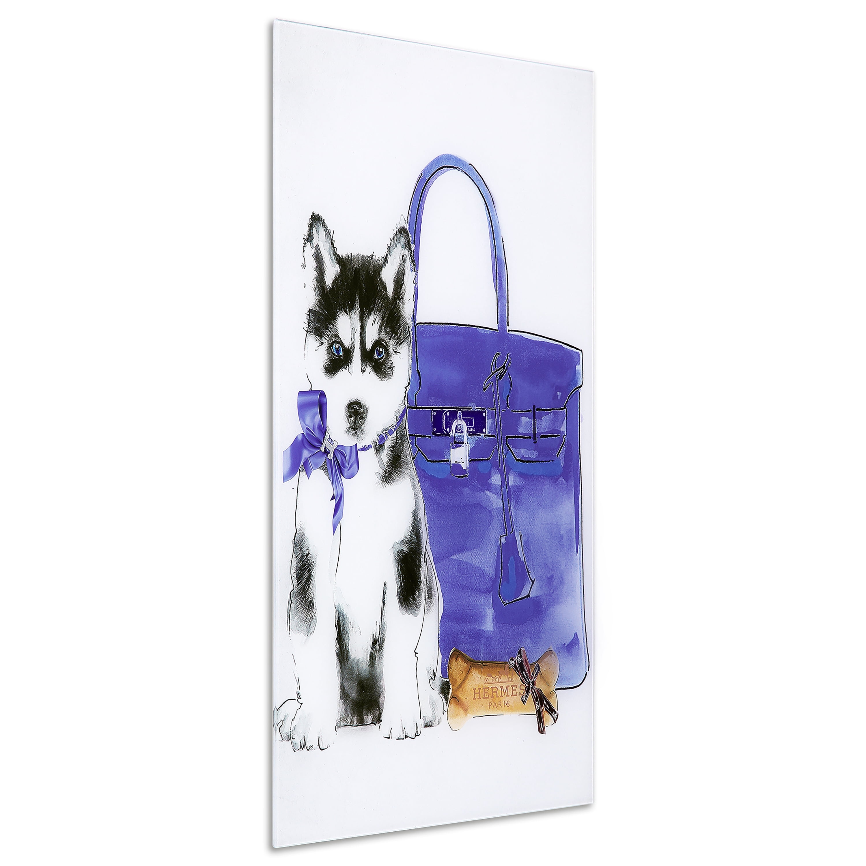 Empire Art Direct H-usky Frameless Free Floating Tempered Glass Panel Graphic Dog Wall Art, 16" x 24", Ready to Hang