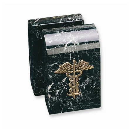 Marble Medical Caduceus Bookends - Medical Emblem Marble Bookends
