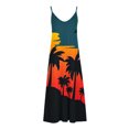 thumbnail image 5 of Wycnly Summer Dresses for Women Beach Vacation Swing Sapghetti Strap Hawaiian Maxi Dresses 2024 Short Sleeve V-Neck Coconut Tree Print Long Formal Dress Orange XL, 5 of 5