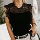 thumbnail image 2 of Sexy camisetas sin mangas para las mujeres Mujeres sin mangas con cuello en V Tops de entrenamiento Impreso Running Casual Athletic T Shirts Chaleco de encaje (Black, S), 2 of 7