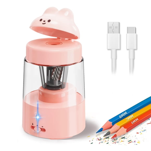 ZMOL Colored Pencil Sharpener for Kids Gift, Rechargeable Electric Pencil Sharpener, Auto Stop, Pencil Sharpeners for Battery Powered Cute No.2/Color