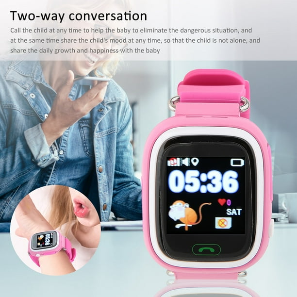 Q90 Children Calling Watch 1.22inch Color IPS Screen GPS Positioning Smartwatch Pink
