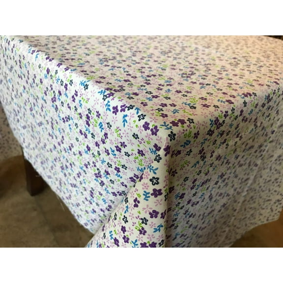 Cotton Tablecloth Floral Print Small Flowers Allover Purple