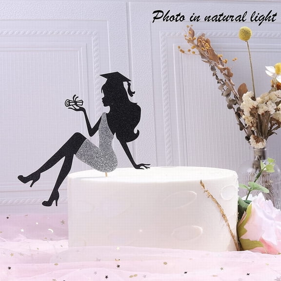High Heel Girl Graduation Cake Topper with Glitter Grad Cap Diploma 2023 Graduation Cake Pick 2023 Senior Graduation Cake Decorations for 2023 Girl Graduation Theme Party Supplies