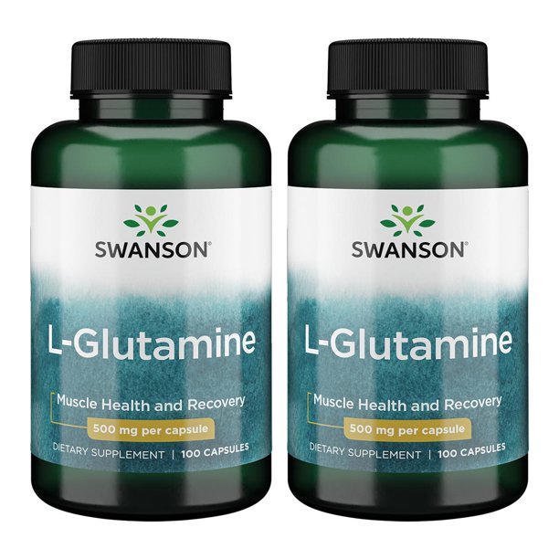 Swanson LGlutamine 500 mg 100 Caps 2 Pack
