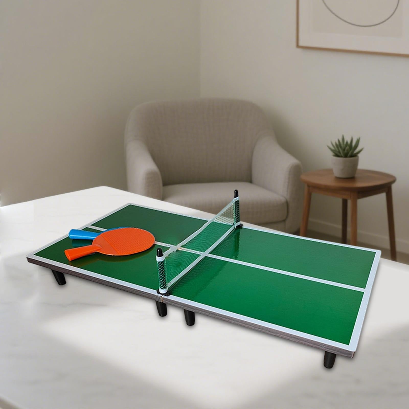 Mini Ping Pong Table Wooden Table Tennis Game Set Portable Foldable Design for Children Teens Adults Indoor Outdoor