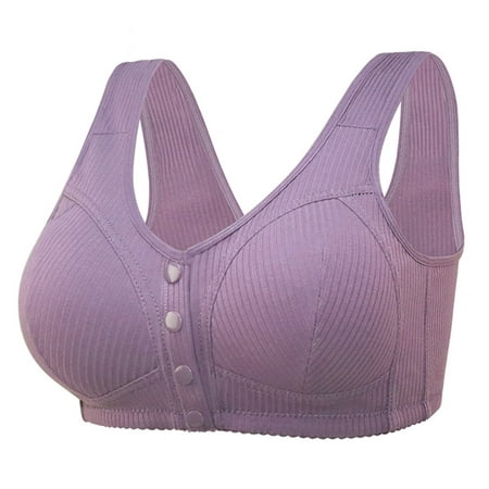 

Skpblutn Lingerie Women s Adjustable Sports Front Closure Extra-Elastic Breathable Lace Trim Bra Purple 40