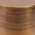 thumbnail image 4 of Modern Round Aluminum Hammered Embossed Texturing Metal Side Coffee Table, Hand-Stamped Iron, Boho Accent Side Table, Drum Shaped Fully Assembled, for the Living Room and Bedroom, Brass color, 4 of 9