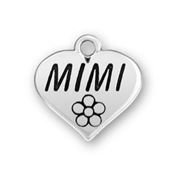 Sterling Silver 16" .8mm Box Chain MIMI Heart With Flower Pendant Necklace