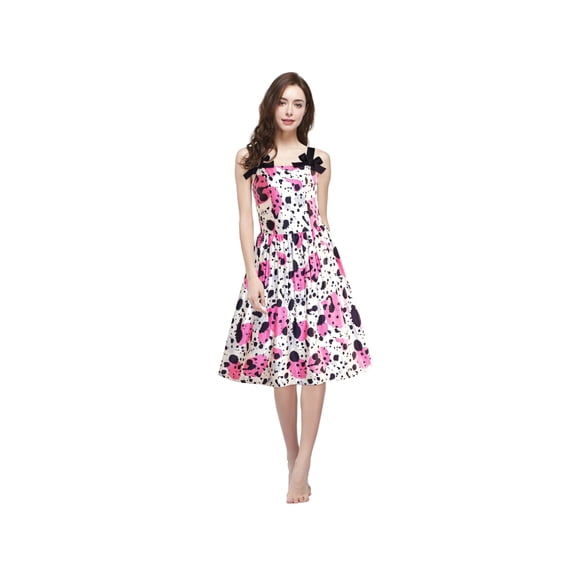 Women's Painting Flower Design Vintage Casual Party Cocktail Dress S Years