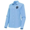 thumbnail image 2 of Women's Antigua Sky Blue Sporting Kansas City Porter Woven Tri-Blend Long Sleeve Button-Up Shirt, 2 of 3