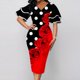 thumbnail image 1 of 2022 Summer Elegant Fashion Oversized Vintage Print V-neck Double Layer Flare Sleeve Pencil Dress Women Party Bodycon DressesM Gao Jinjia LED, 1 of 2