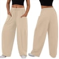 thumbnail image 3 of Pantalones Bombachos Holgados de para Mujer, Pantalones Casuales de Verano con Cordón, Ropa de Viaje con Bolsillos 2025 Albaricoque XL, 3 of 7