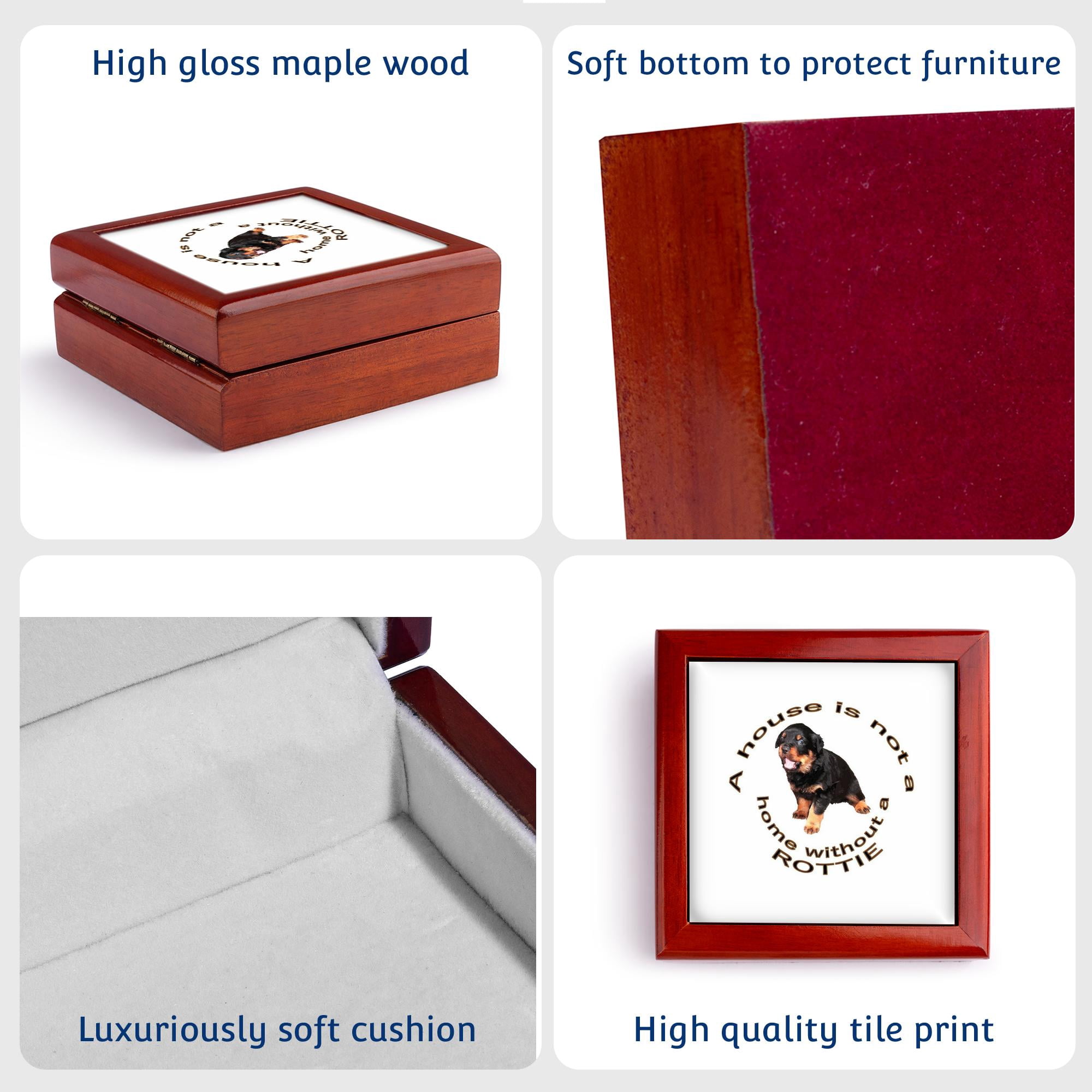 3dRose, A House Is Not A Home Without A Rottie Baby Rottweiler, Jewelry Box 5.5x5.5 inch with 4 inch tile