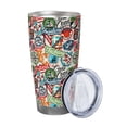 thumbnail image 2 of Daiia Cute Nautical Printed 20oz Insulated Coffee Cup with Straw Topper, Fully Spill Proof Travel Coffee Mug, Stainless Steel Tumbler for Work Home Outdoor Car-Without Straw, 2 of 8