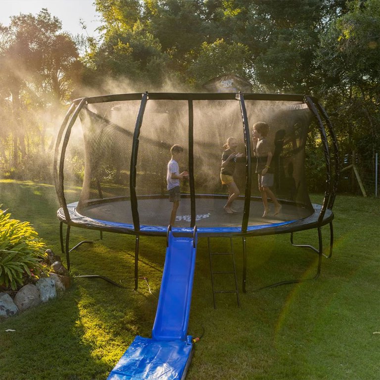 SpaceJump Lunar 8' Trampoline, Outdoor Ultimate Set with Safety