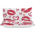 thumbnail image 3 of HAHDAXIA Red Lip Bedding Solid Comforter Set for All Seasons,3 Pieces(1 Comforter+2 Pillowcases),Soft Microfiber Bedding Set Twin(86"x70"), 3 of 7