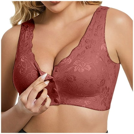Siilsaa Bras for Women Sexy Unlined Balconette Demi-Cup Underwire Lace Bra Orange XXXXL