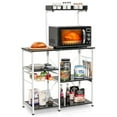 thumbnail image 1 of Costway 4-Tier Kitchen Baker's Rack Microwave Stand w/Basket & 5 Hooks Black, 1 of 10