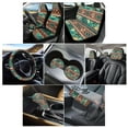 thumbnail image 2 of Renewold Car Seat Cover Full Set 11 PCS, with Steering Wheel Headrest Handbrake Gear Shift Cover Cup Holders Universal Fit Most Vehicles, American Tribal Leopard Print Brown Teal, 2 of 7