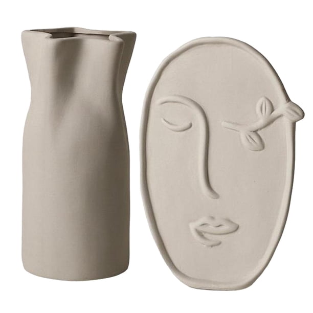 2 Jarrones de Cerámica , Jarrón Secas, Soporte para Plantas, Cerámica de Oficina