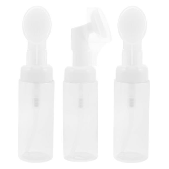Raindrops 3pcs Foam Bottle with Brush Head Empty Refillable Pump Dispenser Small Clear Shampoo Hand Soap Shower Gel Foaming Container for Travel 60ml