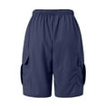 thumbnail image 5 of felwors Women's Elastic Drawstring Waist Cargo Shorts Lightweight Multi-Pocket Utility Summer Casual Shorts (Navy, M), 5 of 8