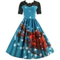 thumbnail image 2 of ICHUANYI Christmas Women's Short Sleeve Print Vintage Gown Spring Summer Fashion 2024, 2 of 9