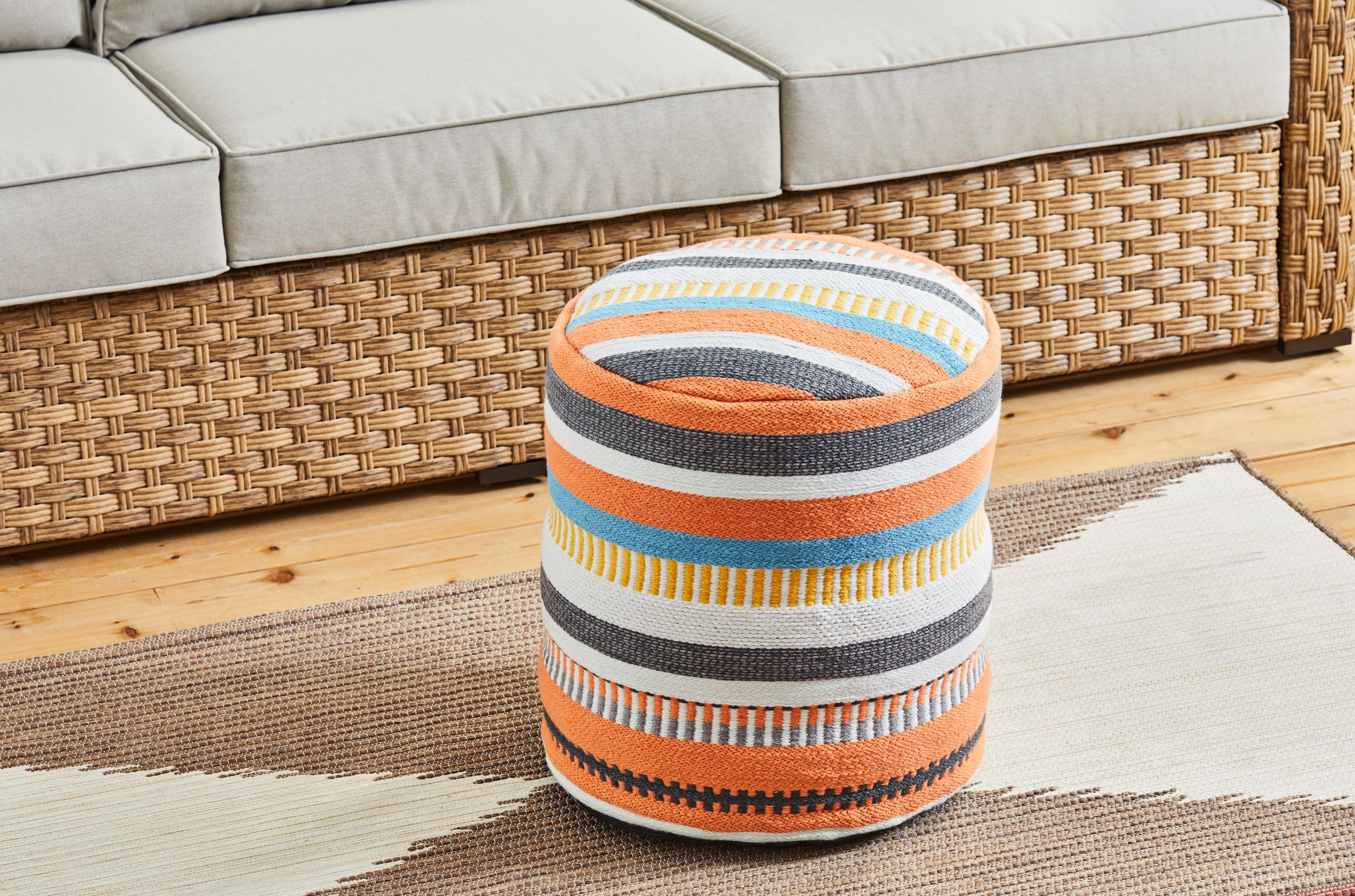 Better Homes & Gardens Multi Stripe Round Outdoor Pouf, 16" x 16" x 16", Multi-Color - image 5 of 5