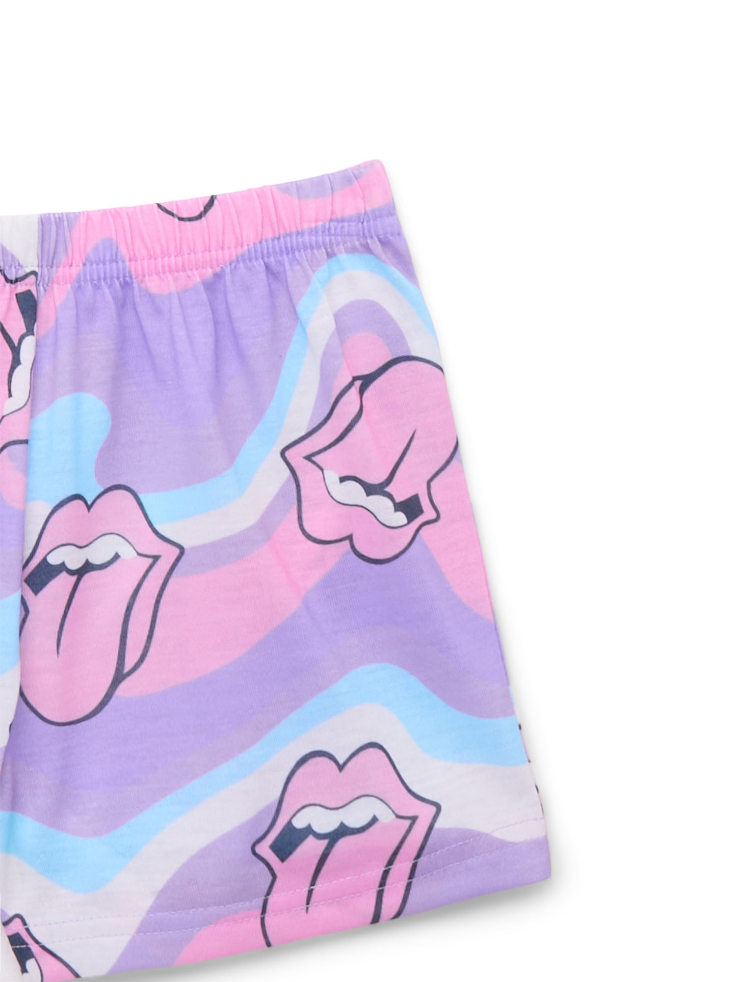 Rolling Stones Girls' Tee and Shorts Pajama Set, 2-Piece, Sizes 4-12