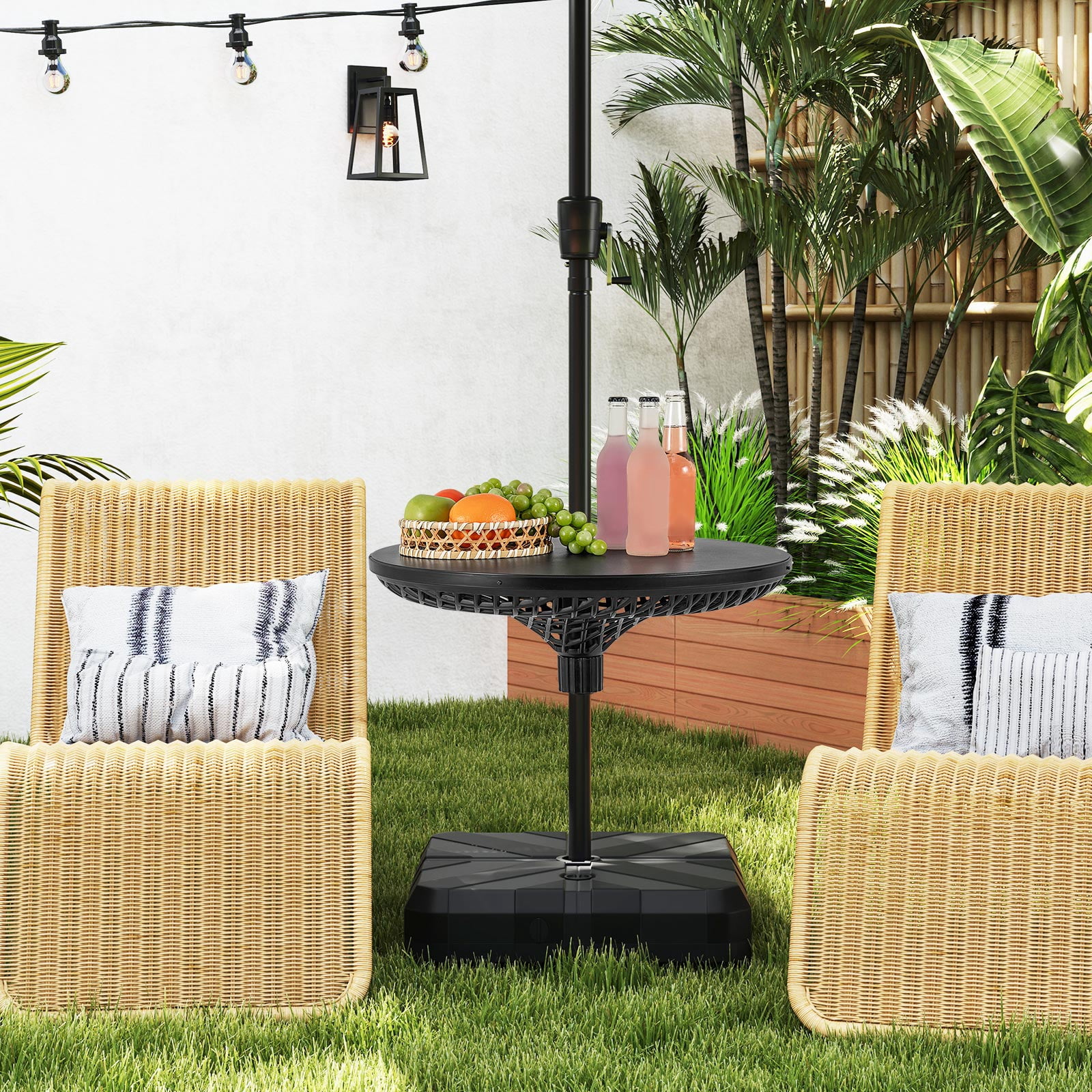 Topbuy Patio Umbrella Table Tray 23" Outdoor Round Adjustable Umbrella Table