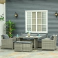 thumbnail image 2 of Outsunny 6 Pieces Wicker Patio Furniture Set with Cushions, Dark Grey, 2 of 10