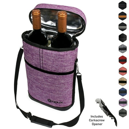 Wine Carrier Color (Premium Insulated Wine Carrier Bag by OPUX | Elegant Wine Carrying Tote, Extra Protection, Convenient, Durable Wine Bottle Carrier | Corkscrew)