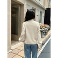 thumbnail image 6 of Women Turtle-Neck Sweater Chunky Long Sleeve Knitted Pullover High Low Hem Trendy Fall Winter Top White XL, 6 of 8