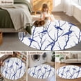 thumbnail image 5 of Round Area Rug 3 Ft, Navy Blue Branches Birds Washable Non-Slip Circle Carpet for Living Room/Bedroom, Abstract Forest Silhouettes Low-Profile Small Floor Mats Collection Rugs for Indoor, 5 of 7