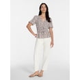 thumbnail image 3 of Time and Tru Women's and Women's Plus V Neck Shirred Peplum Top, Sizes XS-XXXL, 3 of 6