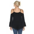 thumbnail image 3 of White Mark Women's Cold Shoulder Ruffle Sleeve Top, 3 of 5