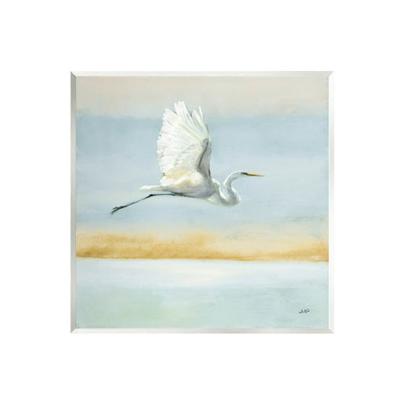 Stupell Industries Egret Bird Flying Ocean Breeze Painting Unframed Art Print Wall Art, Design by Julia Purinton
