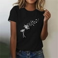 thumbnail image 2 of Tii.MM Hauts d'Été pour Femmes 2025 T-Shirt Graphique à Manches Courtes Col Ras du Cou T-Shirts à Imprimé Pissenlit T-Shirts Mignons Basiques, 2 of 4