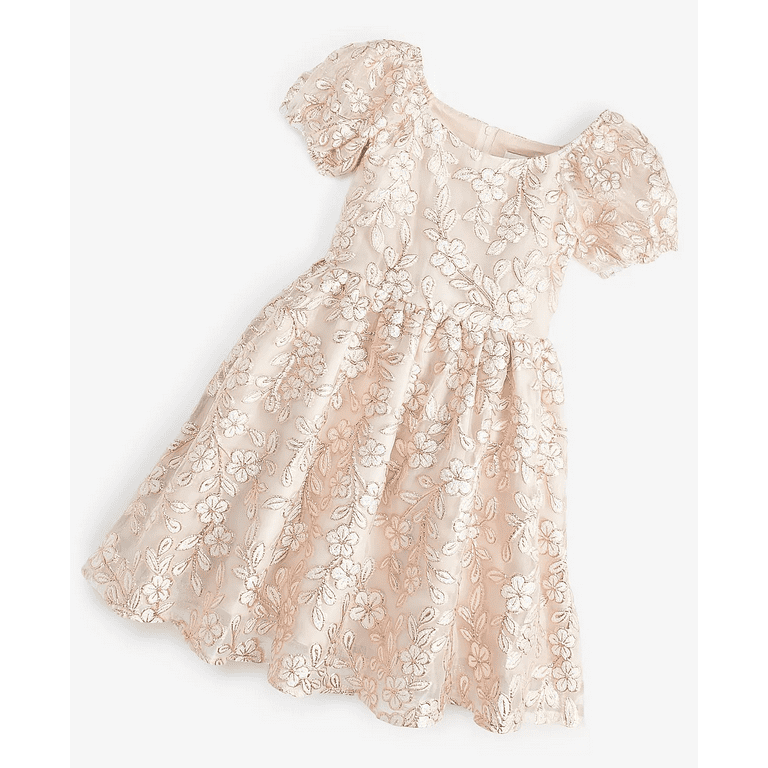 Rare Editions GOLD Big Girls Gold Brocade Floral Embroidered Dress US 8