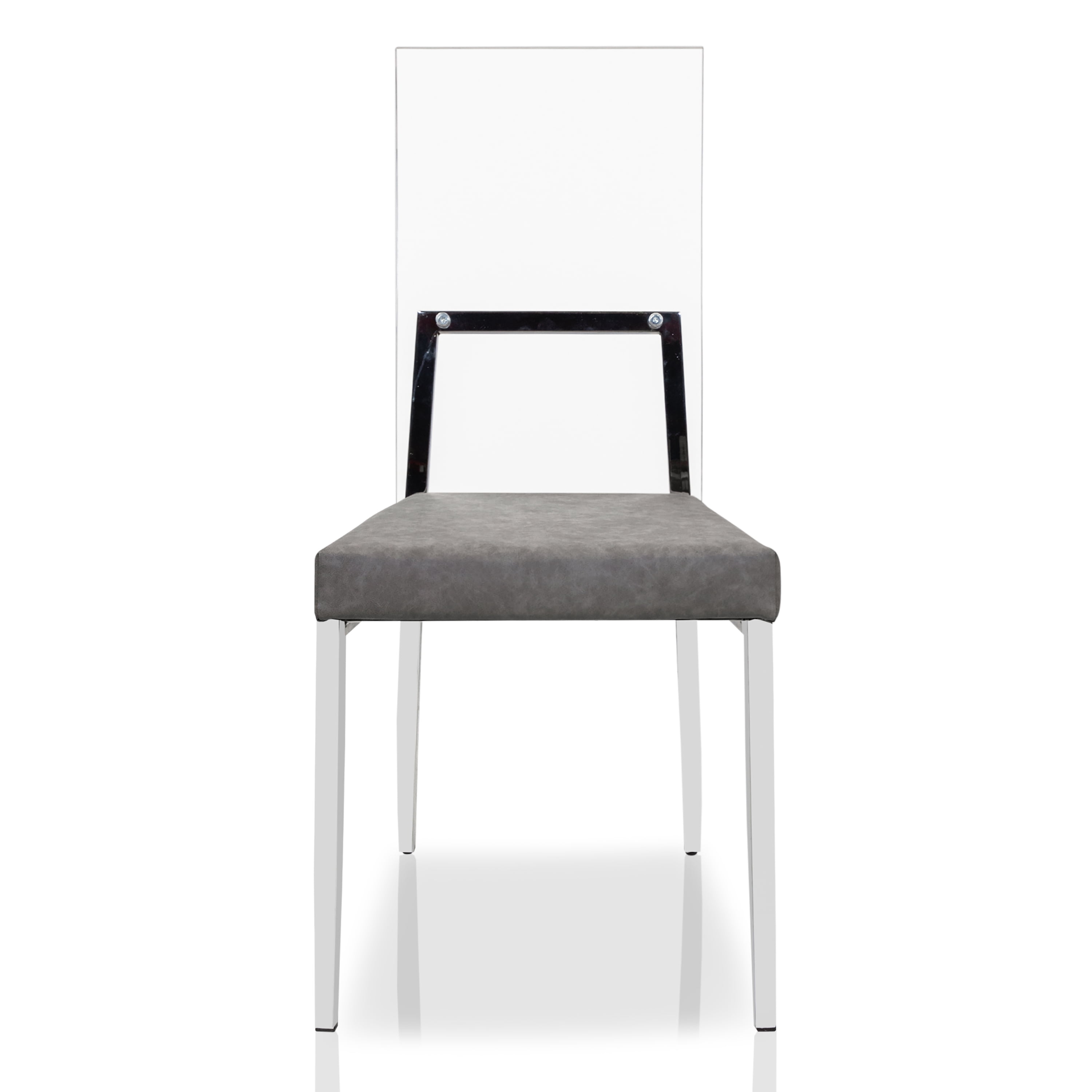 Furniture of America Santo Padded Gray Faux Leather and Chrome Side Chairs (Set of 2)