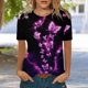 thumbnail image 2 of Gibobby Playera de Manga Corta con Cuello Redondo Camiseta manga corta con cuello redondo y estampado moda informal para mujer(Morado,G), 2 of 4
