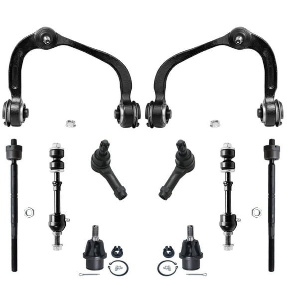 Detroit Axle - Front 10pc Suspension Kit 2WD Ford F-150 Lincoln Mark LT 2005 2006 2007 2008, 2 Upper Control Arms 2 Lower Ball Joints 4 Outer Inner Tie Rods 2 Sway Bars Replacement