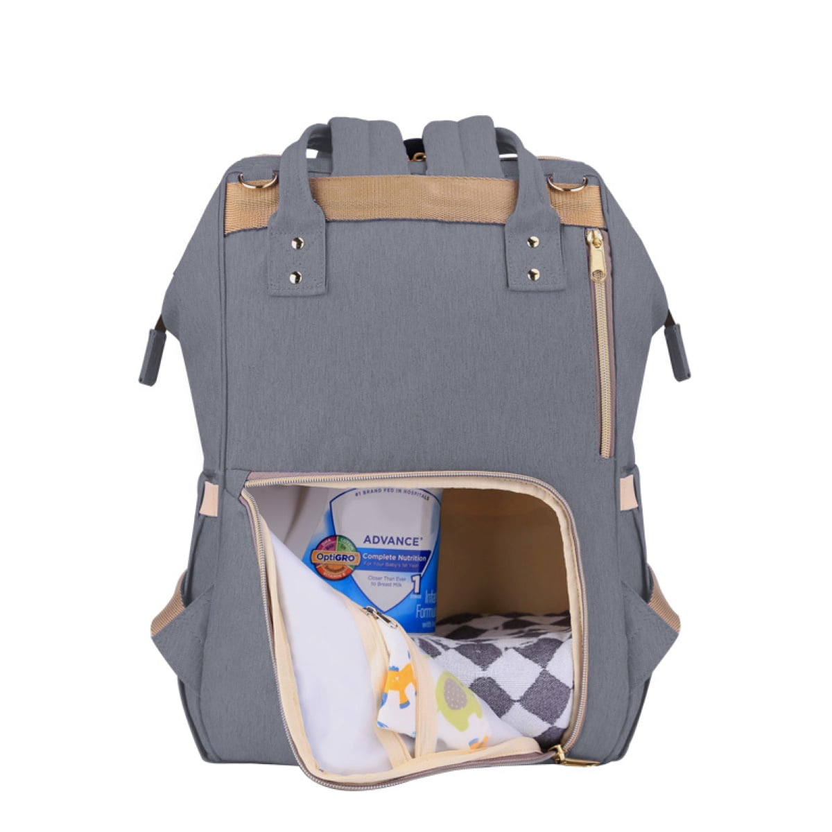 Sunveno Classic Diaper Bag Backpack Large Capacity Travel Backpack with USB Charge Port , Gray