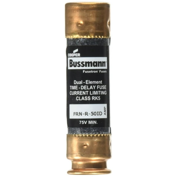 Bussmann FRN-R-50 50 Amp Fusetron Dual Element Time-Delay Current Limiting Fuse Class RK5, 250V UL Listed by Bussmann