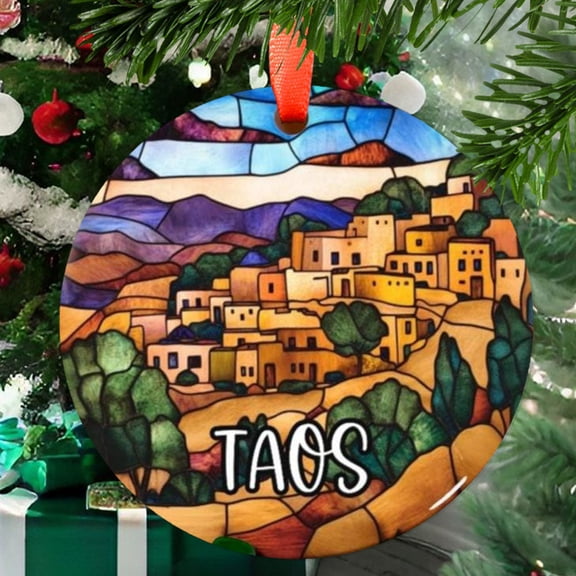 Taos New Mexico Christmas Ornament, Ceramic/Acrylic - Taos New Mexico, Mexico Travel Souvenir, Festive Tree Ornament, Vacation Keepsake 2025, Gift for Explorers, 2025 Edition